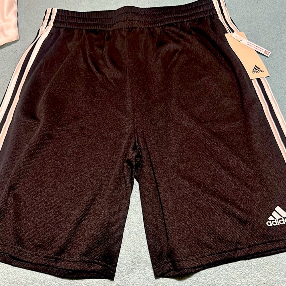 Adidas Black Shorts with White Stripes